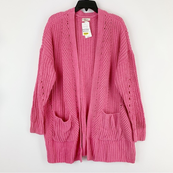 STYLE & CO Plus Chenille Bubble Gum Open-Front Cardigan Size 1X - Picture 2 of 9